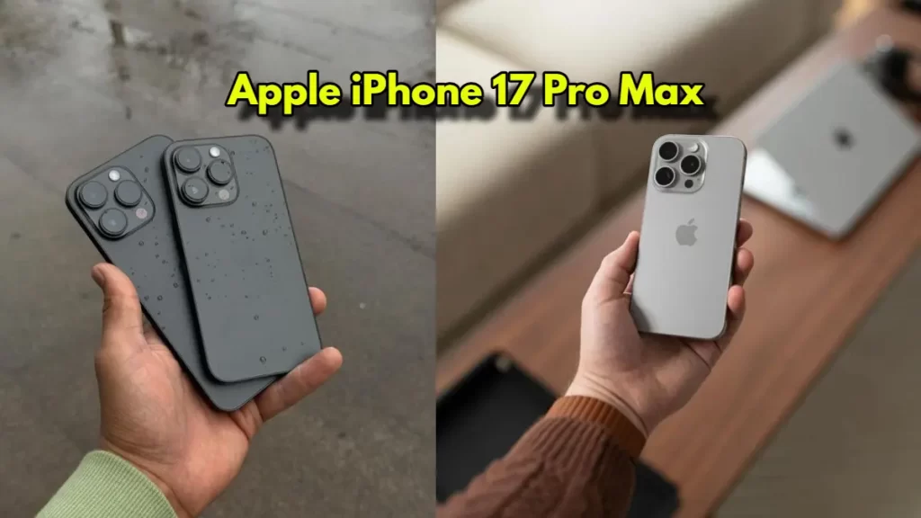 A man hand holding Apple iPhone 17 Pro Max showing it from back side